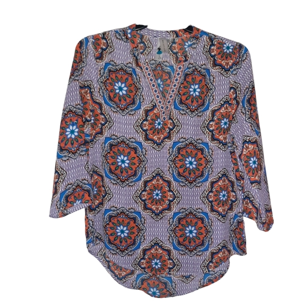 Society Girl Multicolored Blouse Large